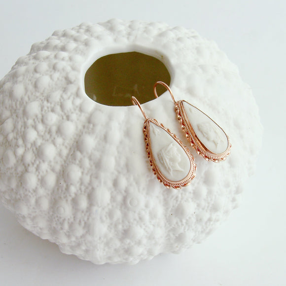 Lava Stone Intaglio/Cameo Earrings Rose Gold Vermeil - Gaeta Earrings