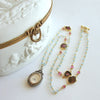 Lover's Eye Victorian Silver Paste Locket Blue Topaz & Watermelon Tourmaline Necklace - Isabella II Necklace