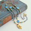 Queen Bee Intaglio Vermeil Pendant Blue Sapphires Turquoise Slices, Kyanite Chain & Chrysoprase - Morgaine Queen Bee Necklace
