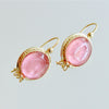 Napoleonic Bee Salmon Pink Intaglios Earrings - Peu d’Abelle Earrings