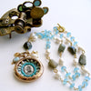 Sailor’s Valentine Pocket Watch Aqua Chalcedony Labradorite Necklace - Antigua IV Necklace
