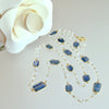 Long Moonstone With Kyanite Bezel Slab Stations Necklace - Atasi Necklace