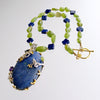 Peridot Nuggets Quatrefoil Lapis Foliate Pendant Necklace - Avery Necklace