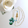 Blue Green Ametrine London Blue Topaz Green Onyx Hand Clasp Cluster Necklace - Bella Cluster Necklace