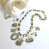 Mother of Pearl Scrimshaw Étrange Token Charm Necklace - Calliope Necklace