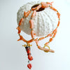 Coral Branch Necklace Removable Hand and Heart Coral Lampwork Figa Pendant - Cordelia Necklace