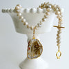 Champagne Mystic Moonstone With Removable Druzy Geode Pendant - Corine Choker Necklace