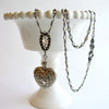 Sterling Silver Repousse Chatelaine Heart Scent Bottle Necklace - Cressida II Necklace
