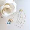 Shield Cut Aquamarine Seed Pearl Cluster Pendant Necklace - Diana II Necklace