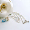 Fancy Cut Blue Topaz Seed Pearl Cluster Pendant Necklace - Diana Necklace