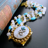 Sleeping Beauty Turquoise Moonstone Georgian Pinchbeck Clasp Bracelet - Dottie Bracelet