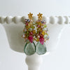 Moss Aquamarine, Pink Topaz, Pink Zircon, Amethyst, Peridot, Iolite Cluster Earrings - Fleur V Earrings
