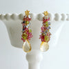 Citrine, Blue Topaz, Pink Topaz, Amethyst, Peridot and Iolite Cluster Earrings - Fleur II Earrings