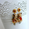 Moonstone Citrine Sesparite Quartz Zircon Hessonite Carnelain Cluster Earrings - Fleurs d’Automme Earrings