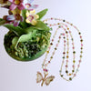 Ballet Pink Green Watermelon Tourmaline Butterfly Necklace - Papillon XVIII Necklace