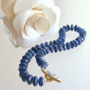 Kyanite Slices Choker Necklace Blue Chalcedony & MOP Inlay Toggle - Livie Choker Necklace