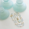 Aqua Venetian Intaglio Blue Topaz Freshwater Pearl Necklace - Matera II Necklace