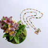 18/14K Solid Gold Pink Green Watermelon Tourmaline Butterfly Necklace - Le Papillon XIV Necklace