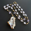 Fossilized Aura Coral Pink Amethyst Rose Quartz Necklace - Violet II Necklace