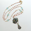 #1 Floriana Necklace - Pink OpalAqua Chalcedony Micromosaic Necklace