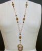 #4 Angela III Necklace - Peruvian Pink Opal Agate Coin Pearls Stalactite Pendant Necklace