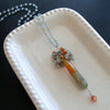 Moss Aquamarine, Sunstone, Spessartite, Hessonite Clusters and Agate Pendant Necklace - Abbi II Necklace