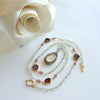 Lover's Eye Victorian Silver Paste Locket Blue Topaz & Watermelon Tourmaline Necklace - Isabella II Necklace