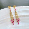Pink Sapphire Micro Seed Pearls Filigree Heart Post Earrings - Valentina Duster Earrings II