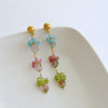 Watermelon Tourmaline Slices Peridot Pink Topaz Apatite Duster Earrings - Andrea Earrings