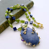 Peridot Nuggets Quatrefoil Lapis Foliate Pendant Necklace - Avery Necklace