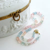 Beryl Aquamarine Morganite Necklace With 14k Gold Diamond Filigree Clasp - Belle Necklace