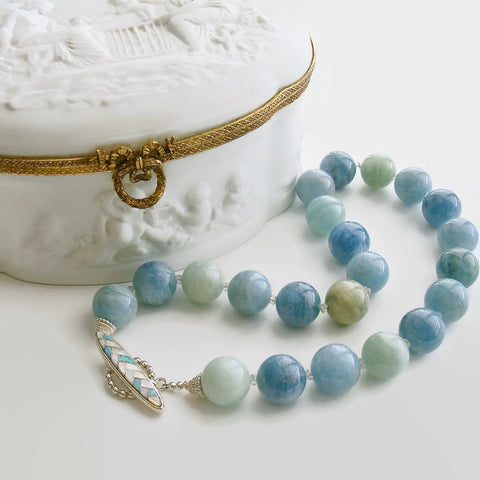 Aquamarine Prasiolite Opal MOP Choker Necklace - Brynn IV Necklace