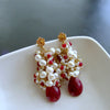 Rubies Freshwater Keshi & Seed Pearls - Cherries In The Snow Cluster Earrings