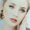 Moonstone Citrine Sesparite Quartz Zircon Hessonite Carnelain Cluster Earrings - Fleurs d’Automme Earrings