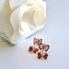 Watermelon Tourmaline Double Butterfly Earrings - Le Papillon Earrings