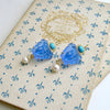 Venetian Glass Intaglio/Cameo Sleeping Beauty Turquoise Earrings - Medusa Blue Earrings