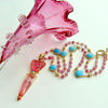 Venetian Glass Medusa Intaglio Cameo Pink Sapphire Turquoise Quatrefoil Necklace - Medusa Urn Necklace