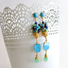 Sleeping Beauty Turquoise Chrysoprase Lapis Cluster Earrings - Morgaine Duster Earrings