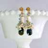 Labradorite Seed Pearls London Blue Topaz Cluster Earrings - Neige de Jardin Earrings