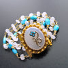 Sleeping Beauty Turquoise Moonstone Georgian Pinchbeck Clasp Bracelet - Dottie Bracelet