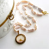 #3 Georgiana Necklace - Lover's Eye Locket Pink Blush Biwa Pearls