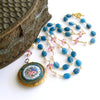 #4 Rosaline Necklace - Apatite Pink Topaz Enamel Locket