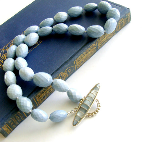 #3 Alicia Choker Necklace - Blue Opal MOP Inlay Toggle