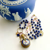 #3 Lillian Necklace - Lapis Pink Quartz Porcelain Chatelaine Scent Bottle