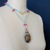 #10 Ainsley Necklace - Turquoise Pink Topaz Austro Hungarian Chatelaine Scent Bottle