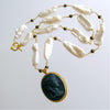 #1 Florentina Necklace - Biwa Pearls Pyrite Basalt Cameo