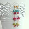 Watermelon Tourmaline Slices Pink Topaz Apatite Peridot Duster Earrings - Andrea V Earrings