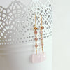 Emerald Cut Rose Quartz - Audrey Rose Duster Earrings