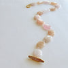 Morganite Oval Slabs Rose Quartz Rhodochrosite Inlay Toggle - Bettina Necklace