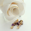 Champagne Citrine Carved Amethyst Leaves Cluster Earrings - Fleur X Earrings